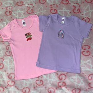 2 Kid’s Cute Mickey Mouse Christmas Fitted T-Shirts Sz 2 & 4 American Apparel